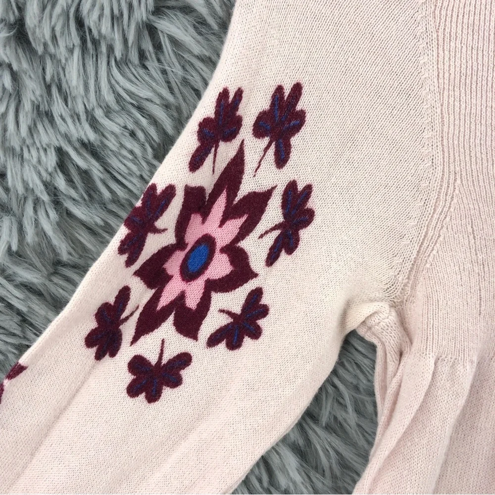Kirra Sweater Womens XS Cashmere Blend Pink Flower Peplum Lightweight Top
